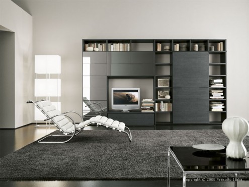 Minimalist Living Room Inteiror Design with  Black Cabinet