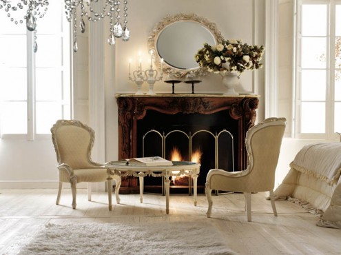 classic italian interior design fire place and living room design