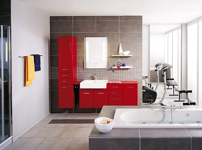 Modern Bathroom Design With Washbasin Cupboards