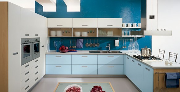 blue kitchen