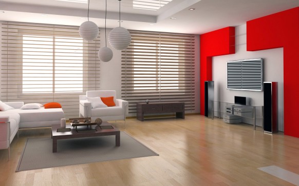 Red and White Combination Living Room Designs