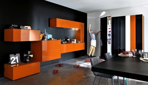 Modular Orange Kitchen