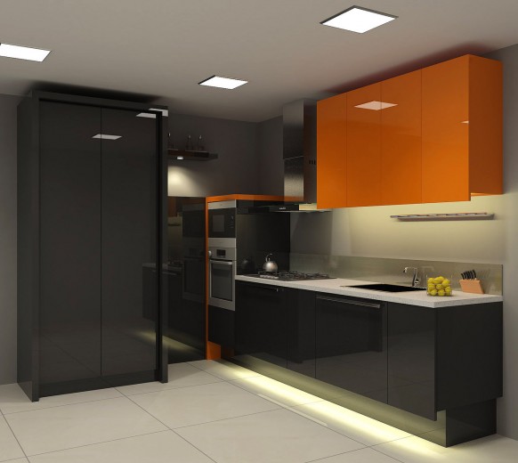 Orange Black Kitchen