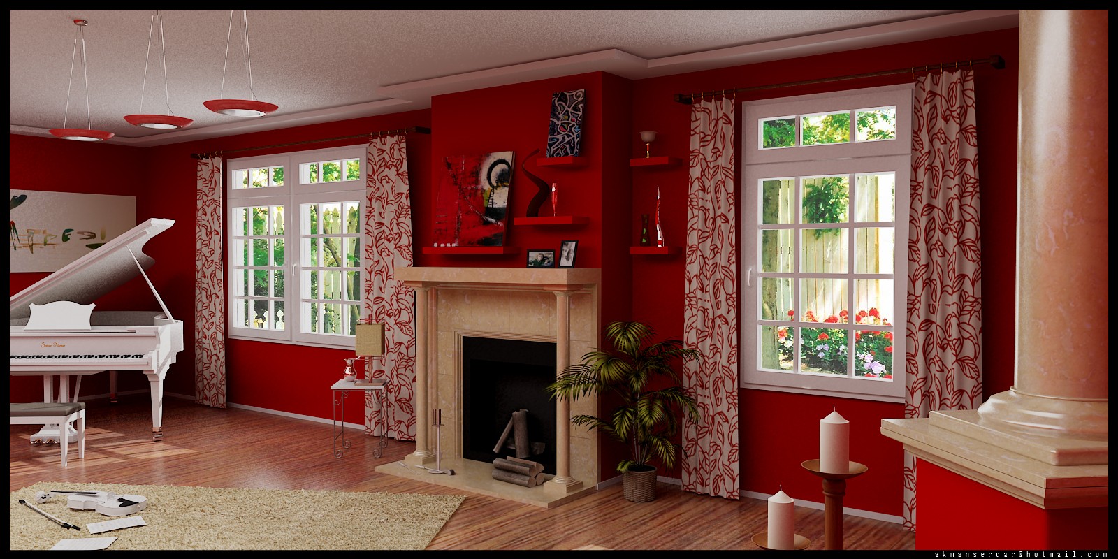 28 Red and White Living Rooms