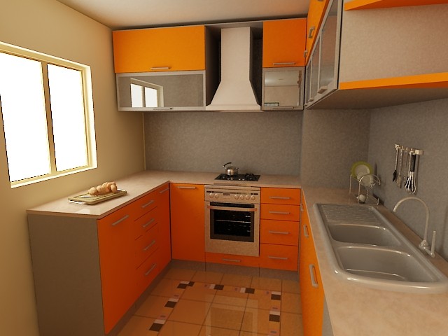 Small Modern Orange Kitchen