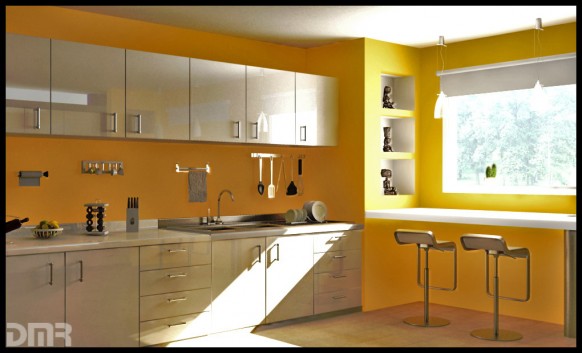 yellow kitchen