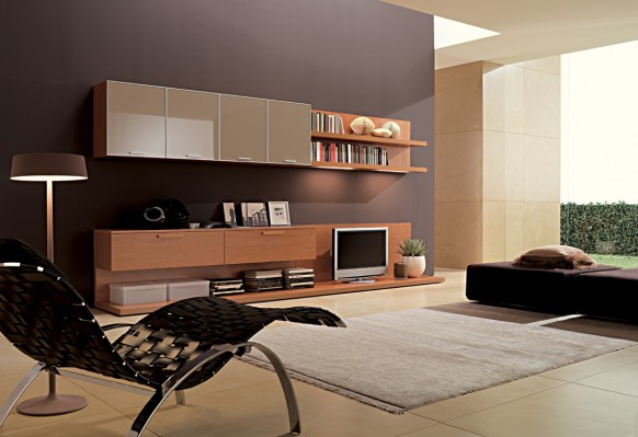 simple room bookshelf in the room Interior design living room modern style art deco