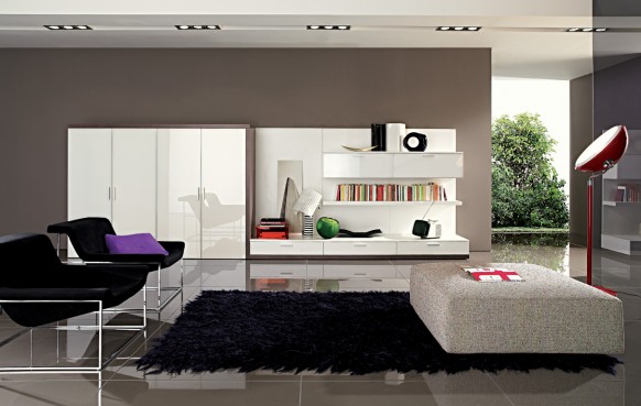 trendy room bookshelf in the room Interior design living room modern style art deco