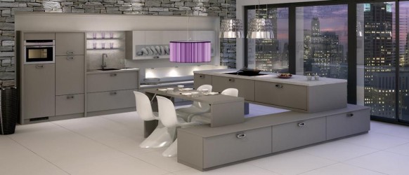 white purple kitchen