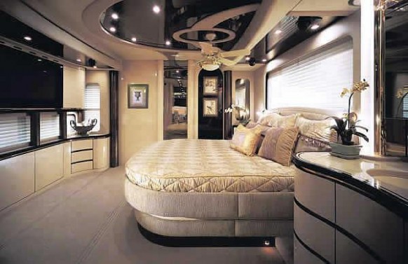 bedroom inside caravan