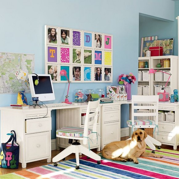 bright colorful study room