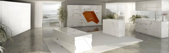 white furniture 582x184 Paradise in Germany: A Modern Minimalist Dream House