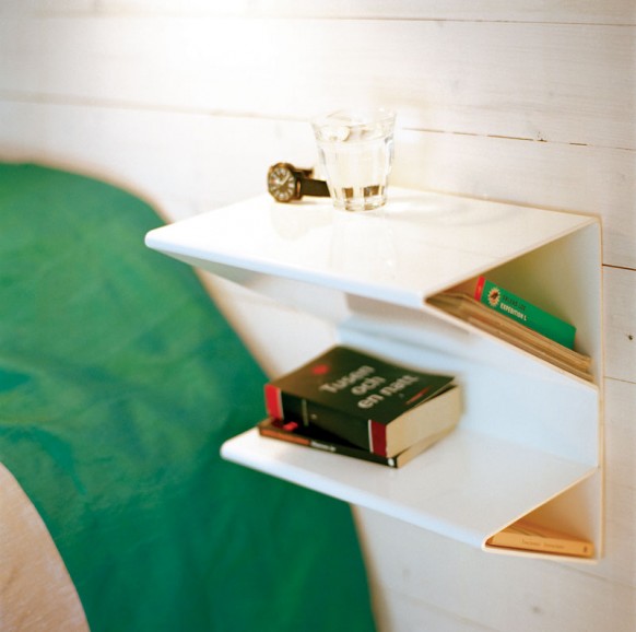 bed side shelf 582x578 25 Stunning Side Table Designs