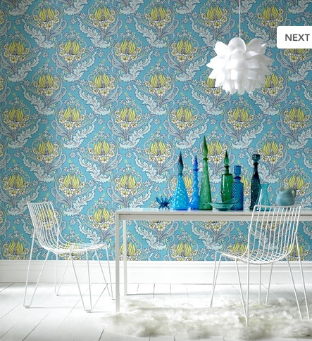 blue floral wallpaper. into style as wallpaper…