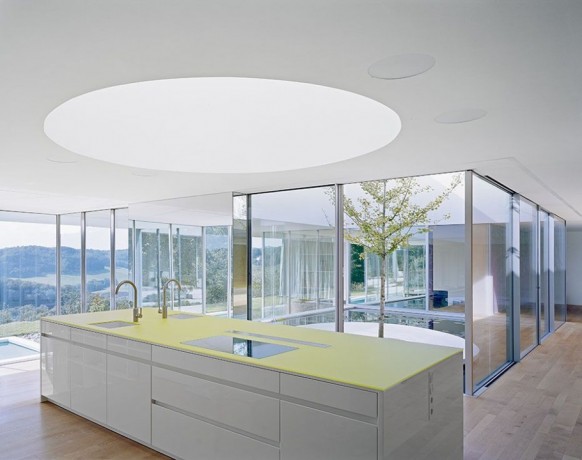 German modern home kitchen skylight 582x460 Paradise in Germany: A Modern Minimalist Dream House