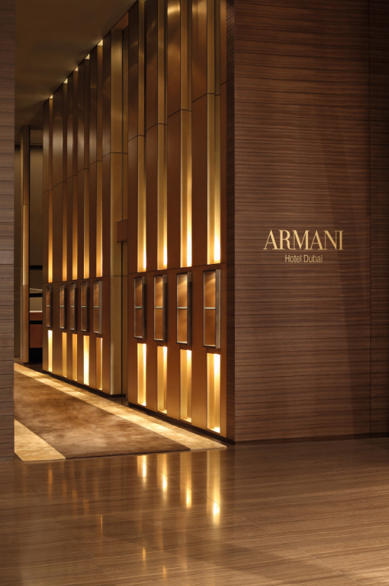 Armani Hotel Dubai entrance ambient lighting Interiors of Armani Hotel Dubai, Burj Khalifa