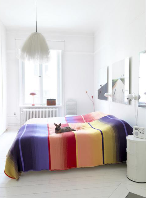 White bedroom mexican print blanket Rooms with a Dash of Color Splash
