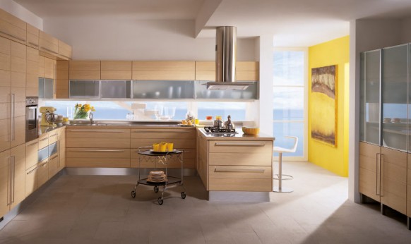 Yellow Accent Wall kitchen area 582x346 Modern Style Italian Kitchens from Scavolini