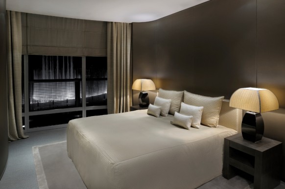 armani Hotel room tailored and rich lamps 582x386 Interiors of Armani Hotel Dubai, Burj Khalifa