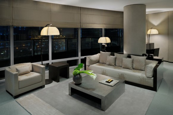 armani hotel room living suite 582x387 Interiors of Armani Hotel Dubai, Burj Khalifa