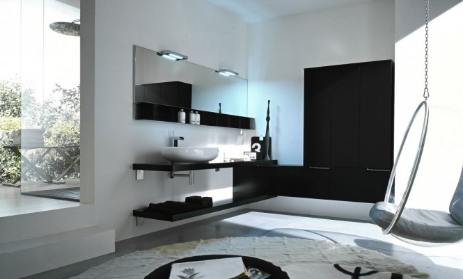 black and white bathroom 665x401 50 Modern Bathrooms