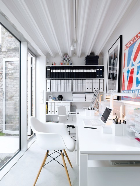 black white workspace