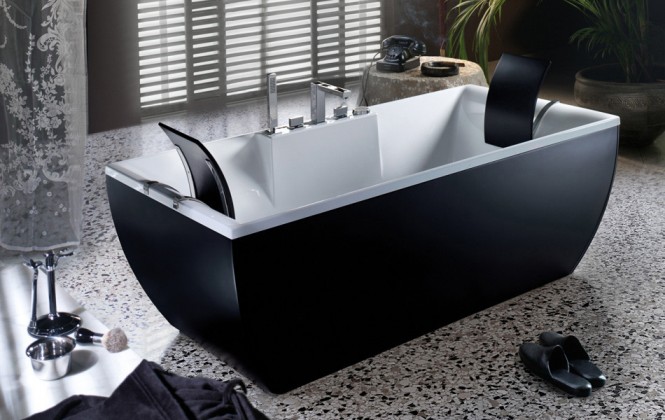 black and white bathtub