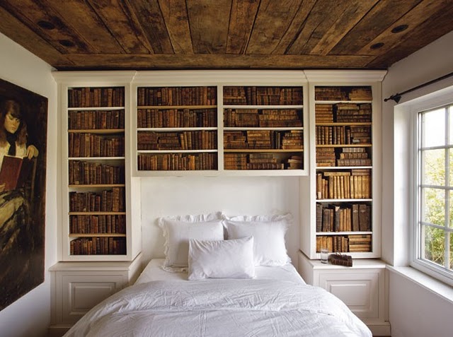 bookshelf and bedroom