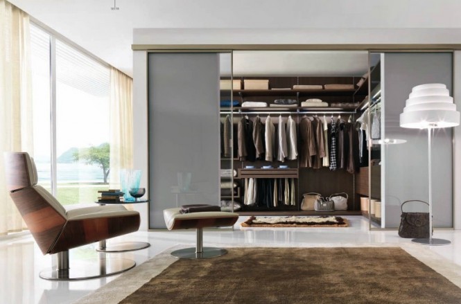 brown and steel closet