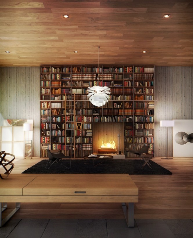 Library above Fireplace