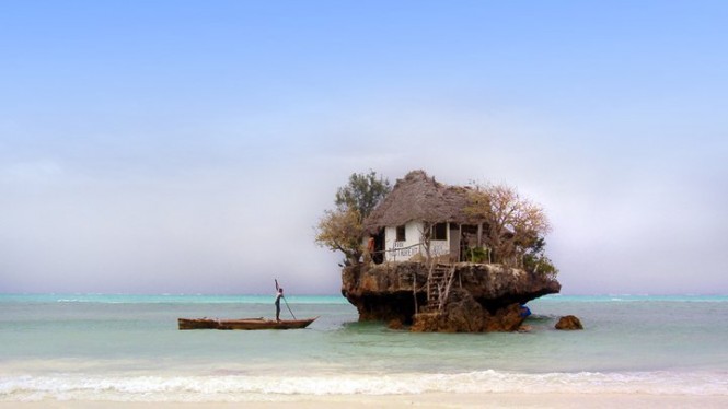 This quirky restaurant really exists on a beautiful beach called Zanzibar in Tanzania, Africa.