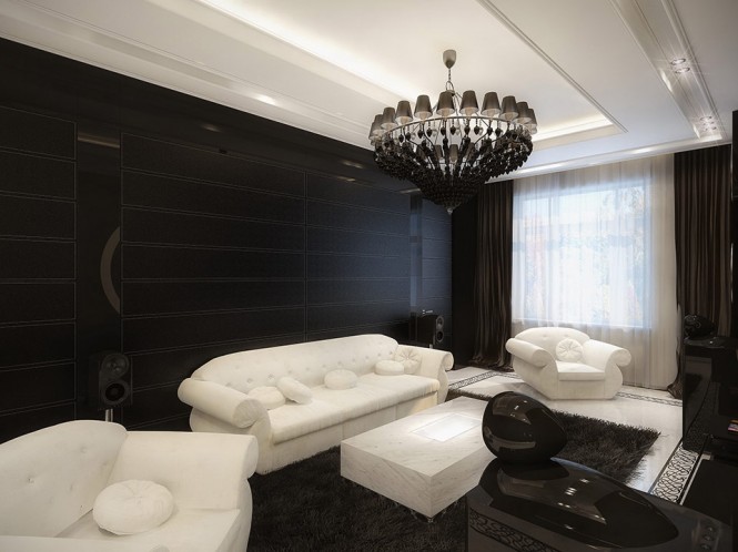 white and black living room