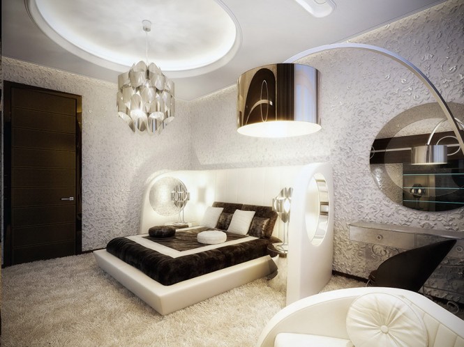 white and brown luxury bedroom