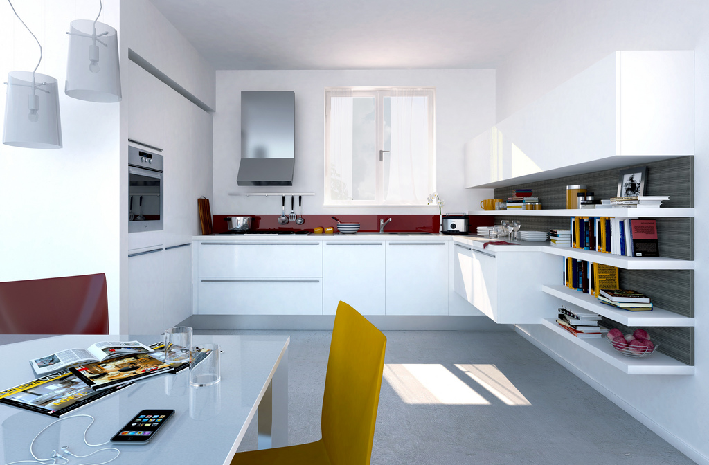 Open, Modern Kitchens with Few Pops of Color