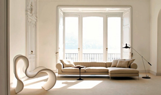 Busnesli Beige Living Room with Terrace