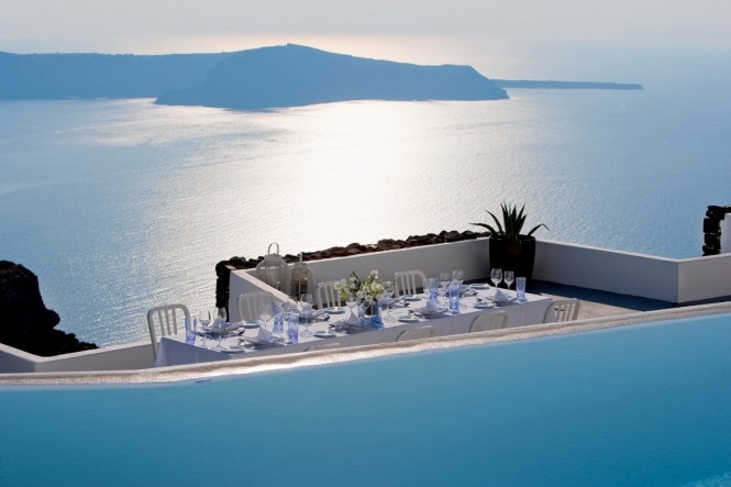 grace santorini infinity pool balcony and ocean view