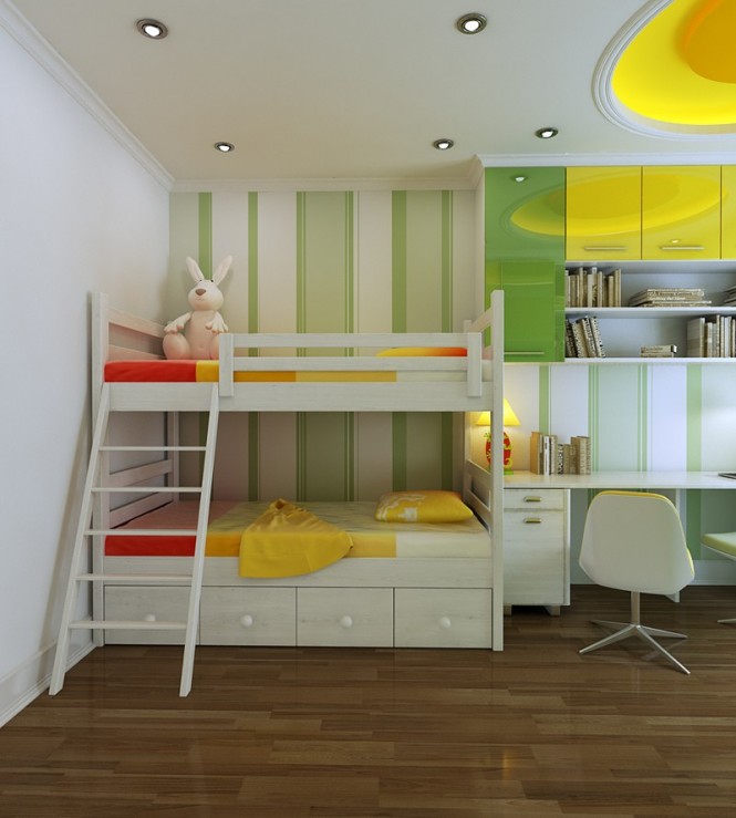 vu khoi childrens yellow and green bedroom