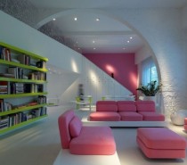 Pink white lounge