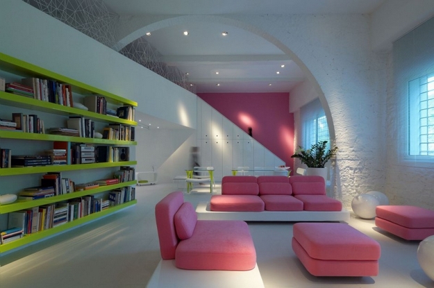 Pink white lounge
