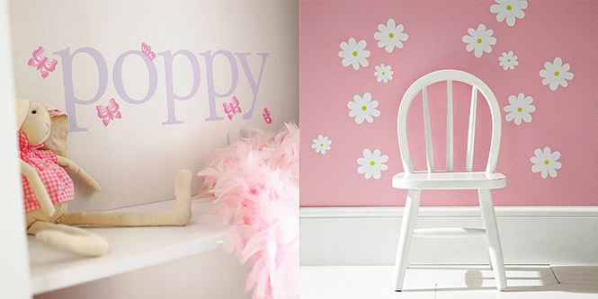name butterfly daisy wall stickers