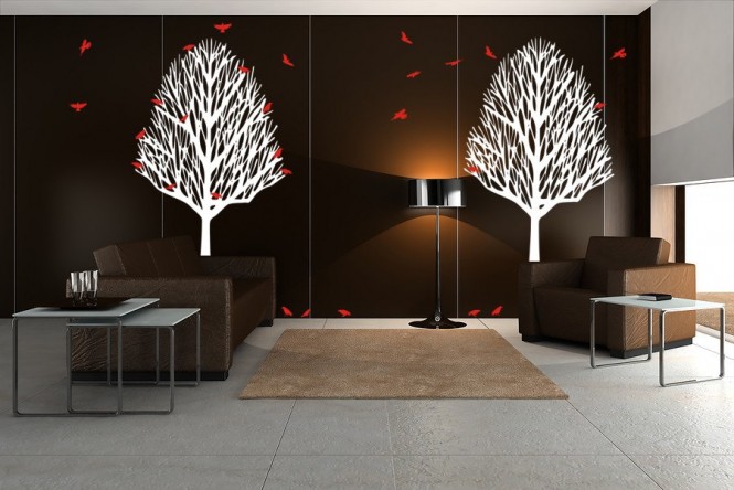 trees birds wall decals