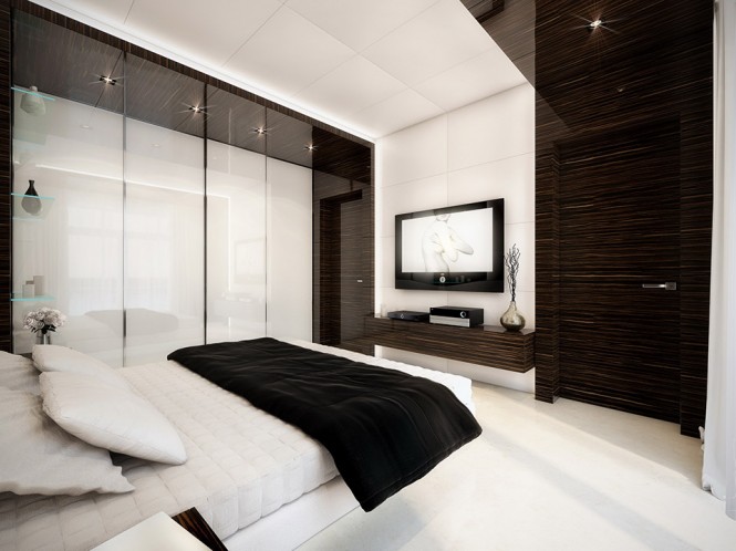 white and wood bedroom