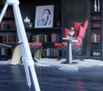 2 gray red reading corner modern chair