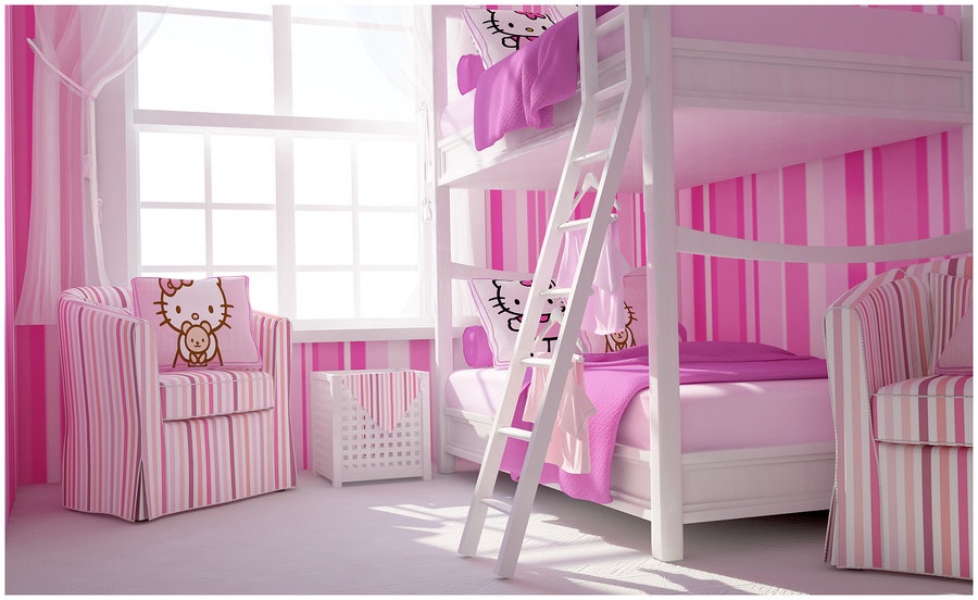 Kids Rooms: Climbing Walls and Contemporary Schemes Pink white ...