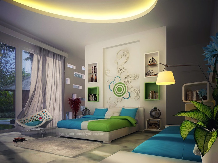 green-blue-white-contemporary-bedroom-decor.jpeg (826×619)