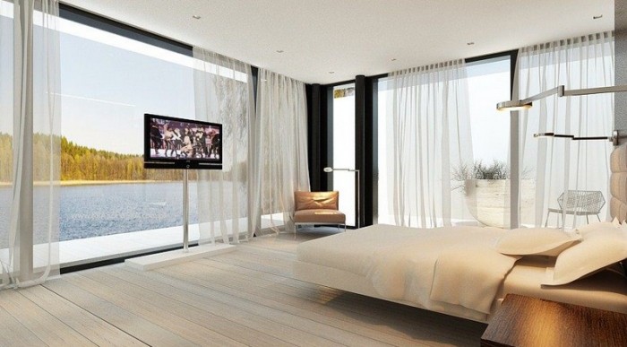 Panoramic bedroom windows