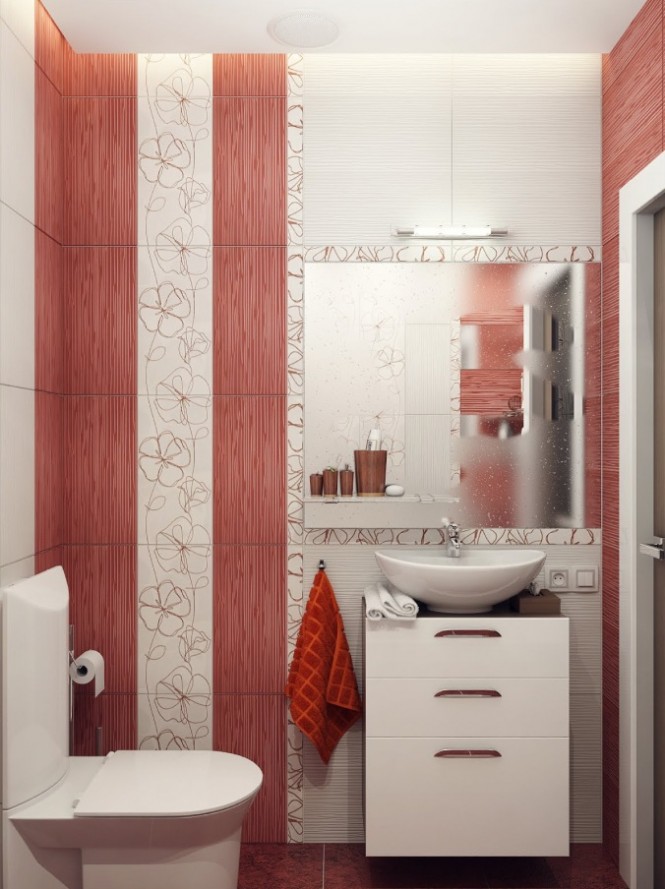 Red white bathroom decor