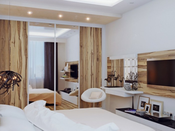 White and wood bedroom design