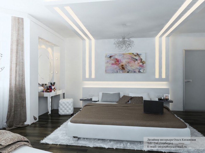 White brown contemporary  bedroom