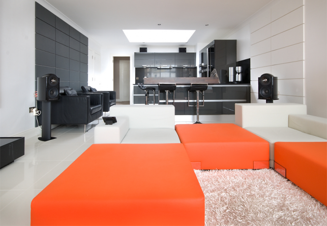 Orange sectional sofa